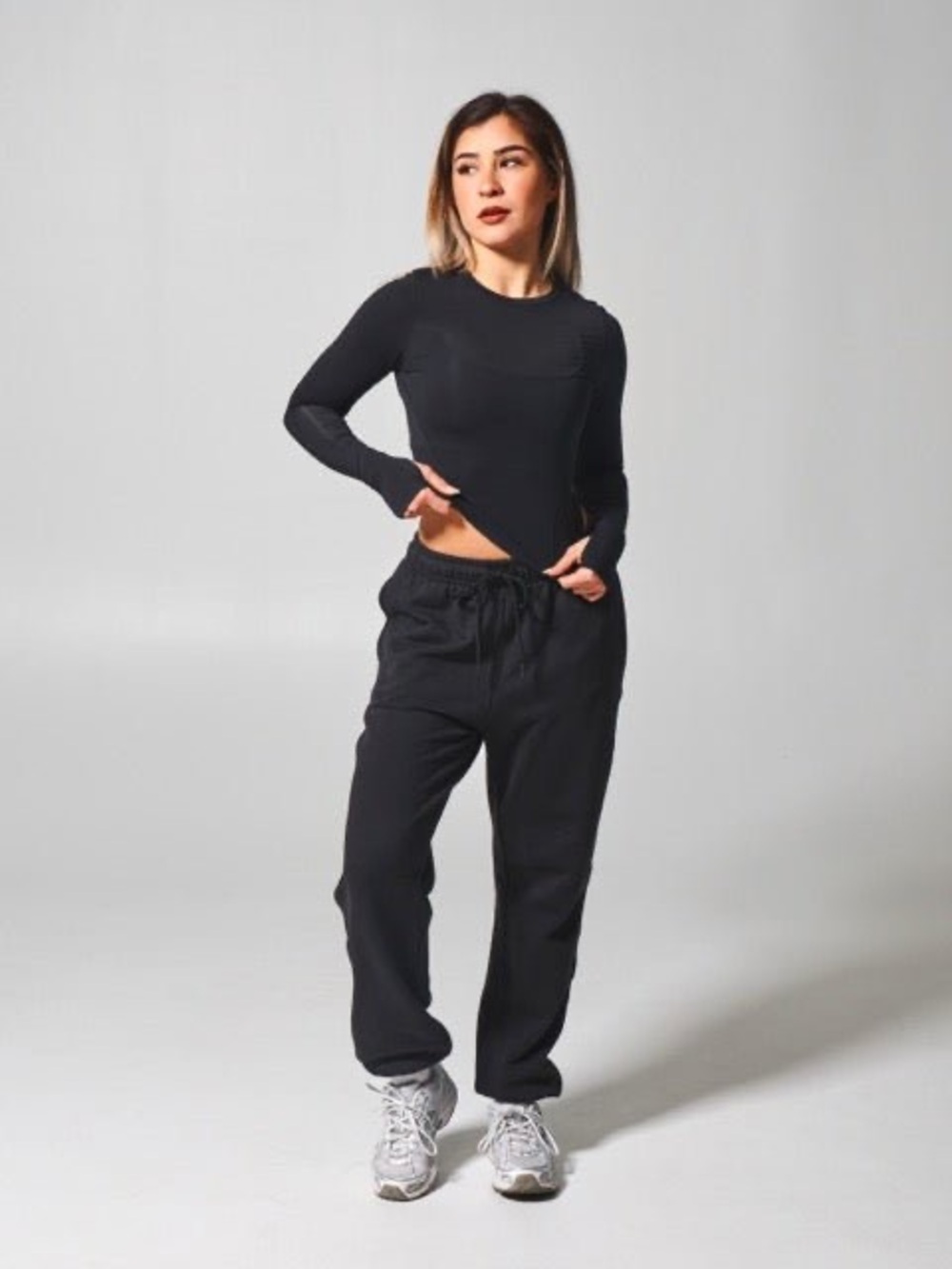 BuffBunny Black Long Sleeve Baby Tee